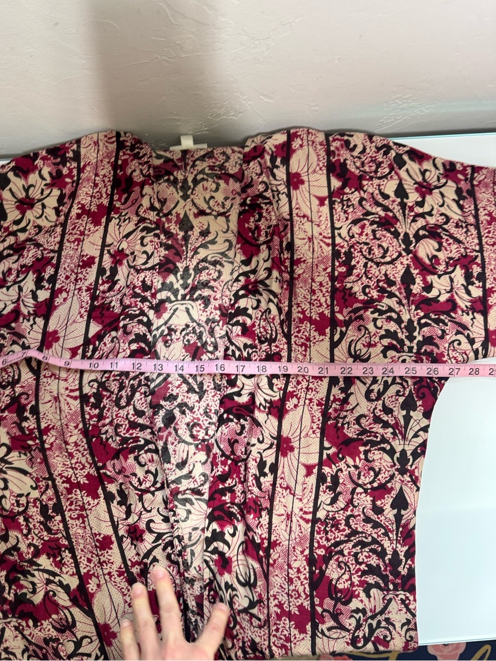 Tanzara wine & tan rayon kimono with fringe S - Picture 9 of 10